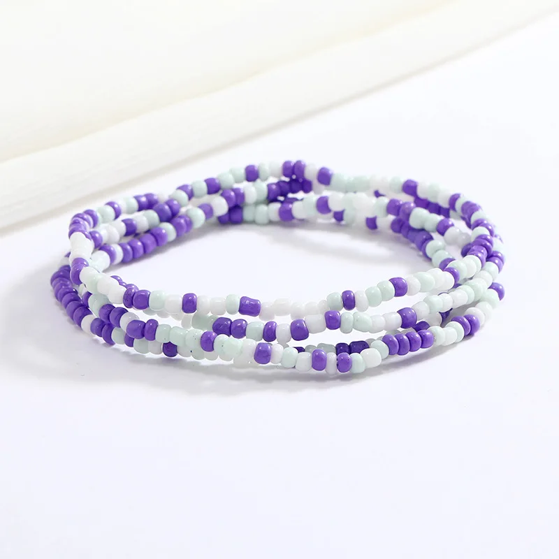 Women New Simple Fashion Hand Beaded Chain Glass Beaded Body Chain All-match Color Elastic Waist Chain BD7052