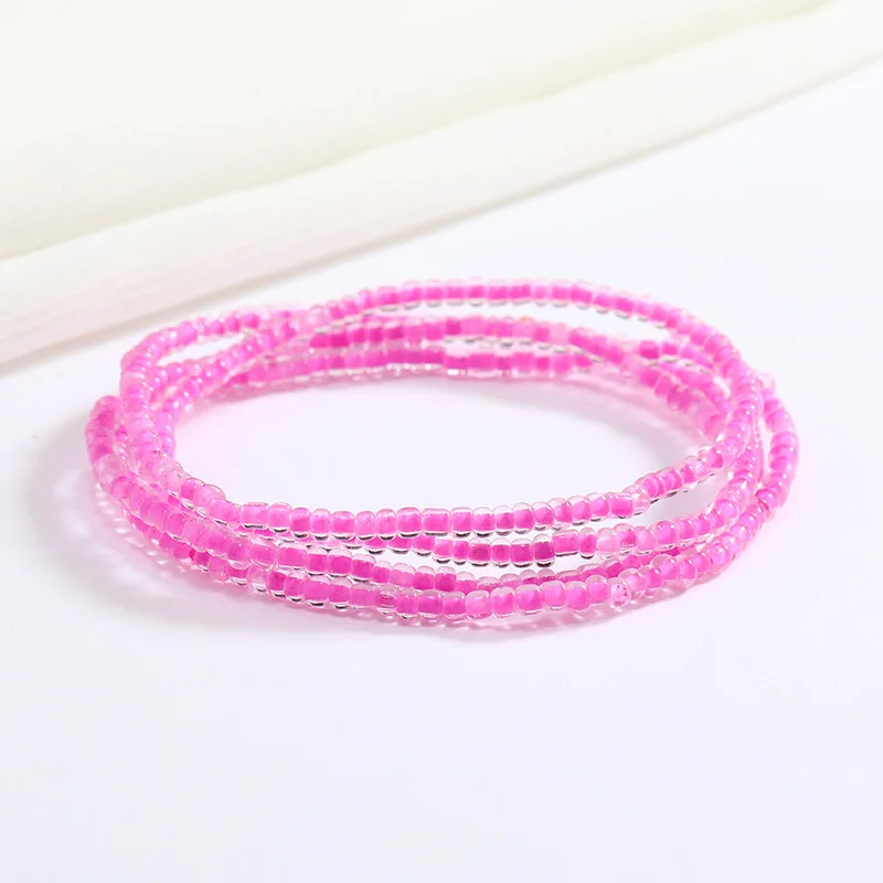 Women New Simple Fashion Hand Beaded Chain Glass Beaded Body Chain All-match Color Elastic Waist Chain BD7052