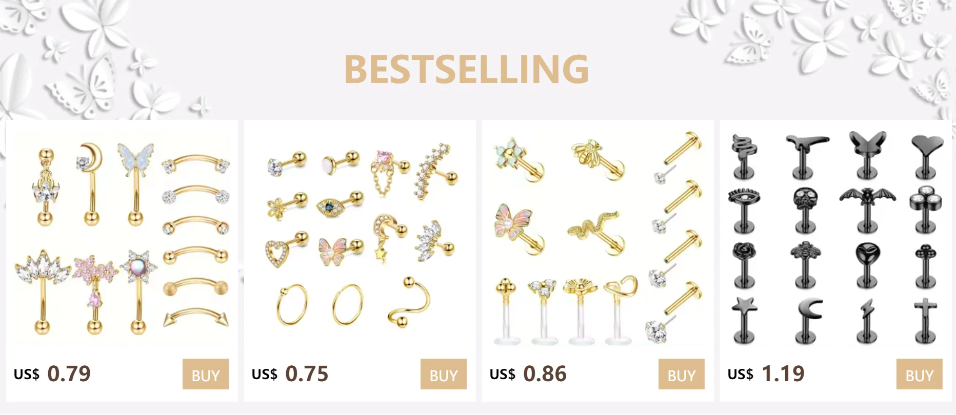 Florideco 1PC Stainless Steel Cartilage Stud Earrings for Women Opal Flat Back Earring Studs Lip Bar Nose Ear Piercing Jewellery