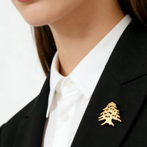 Teamer Lebanon Cedar Brooch Stainless Steel Gold Color Lapel Pin For Woman Man Minimalist Hollow Amulet Accessory Jewelry 2026