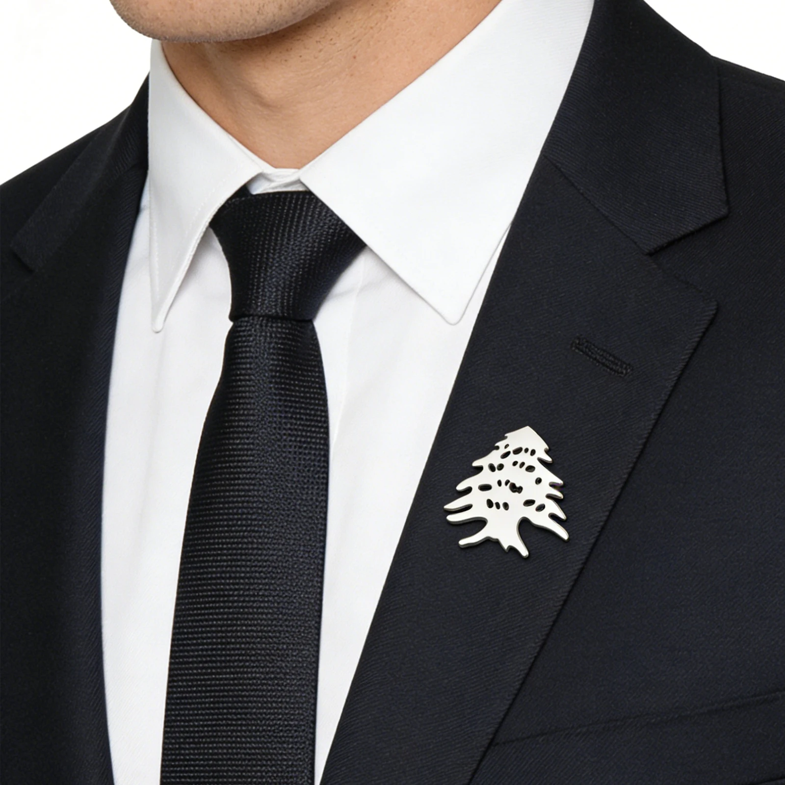 Teamer Lebanon Cedar Brooch Stainless Steel Gold Color Lapel Pin For Woman Man Minimalist Hollow Amulet Accessory Jewelry 2026