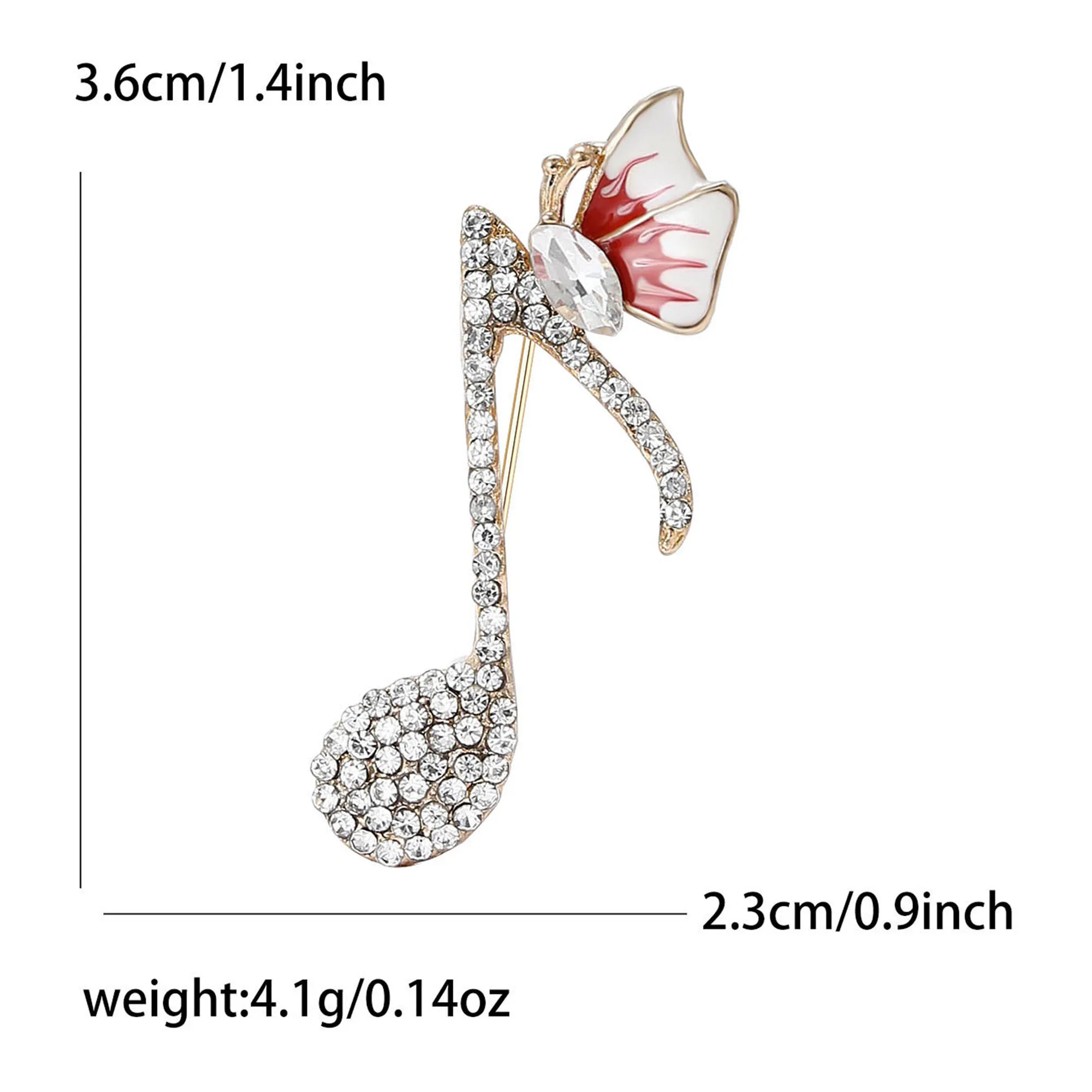 Rhinestone Butterfly Pins for Women Unisex Shiny Glass Musical Note Brooches Event Party Backpack Decoration Clothes Accessories