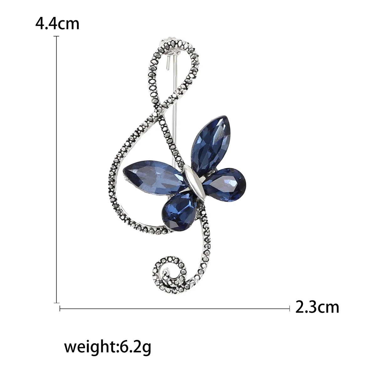 Rhinestone Butterfly Pins for Women Unisex Shiny Glass Musical Note Brooches Event Party Backpack Decoration Clothes Accessories