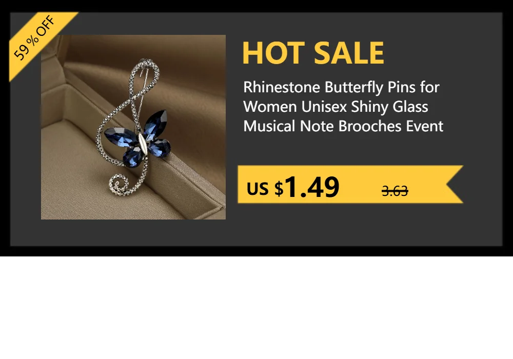 Rhinestone Butterfly Pins for Women Unisex Shiny Glass Musical Note Brooches Event Party Backpack Decoration Clothes Accessories