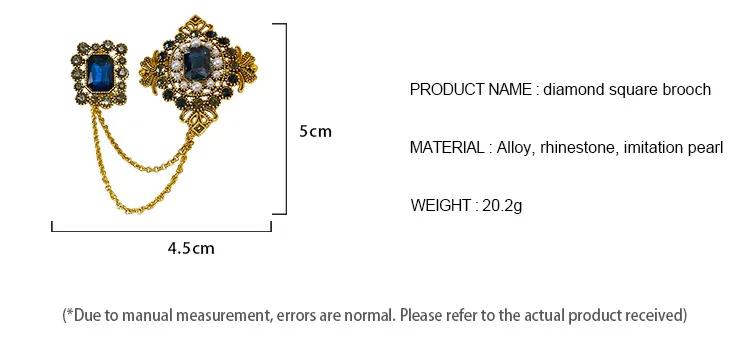 Studded Pearl Shaped Square Brooch Women Palace Style Retro Design Sense Suit Pin Niche Fashion Accessories for Lady Gift