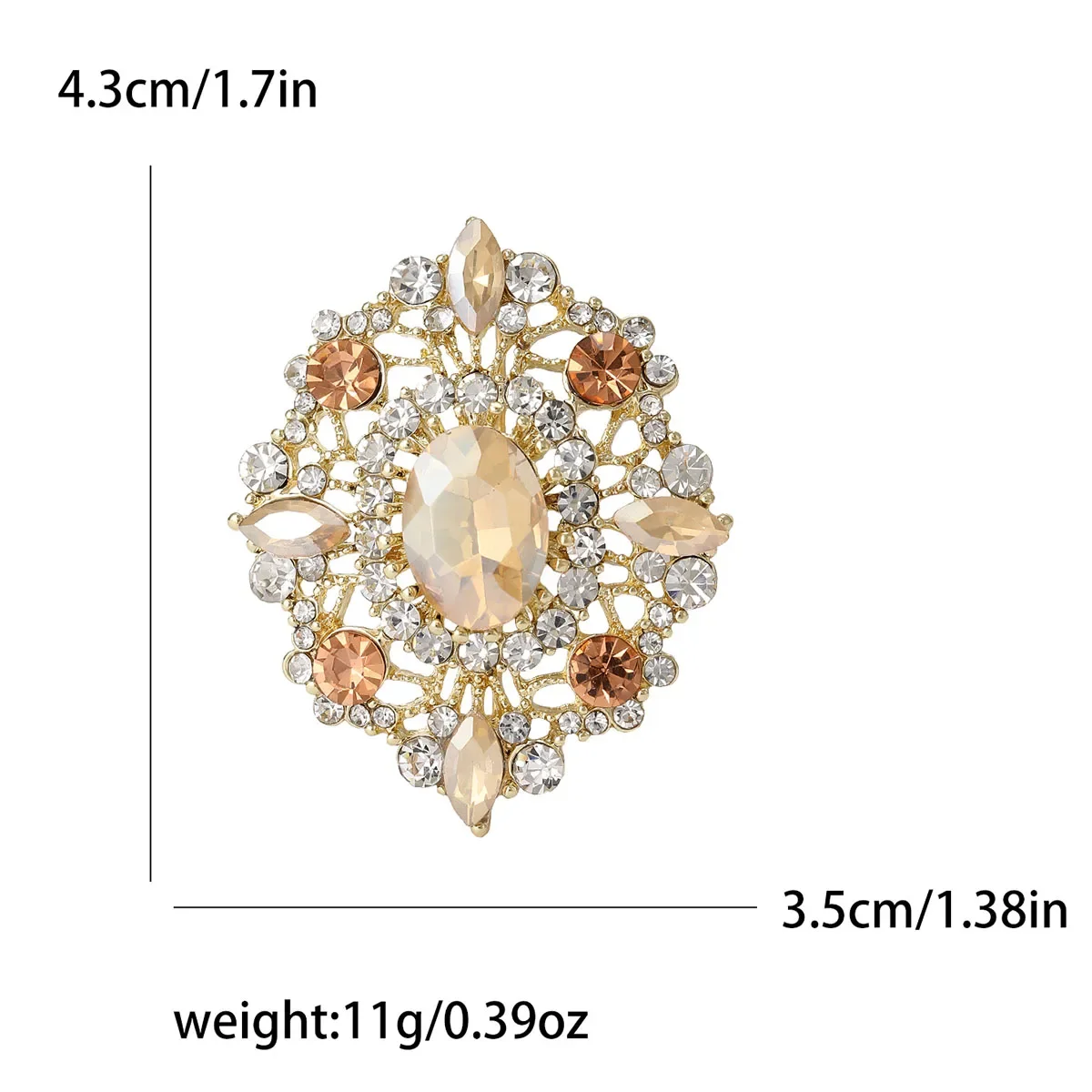 Rhinestone Flower Brooches for Women Unisex Trendy Multicoloured Crystal Glasses Pin Office Party Friend Gifts Accessories