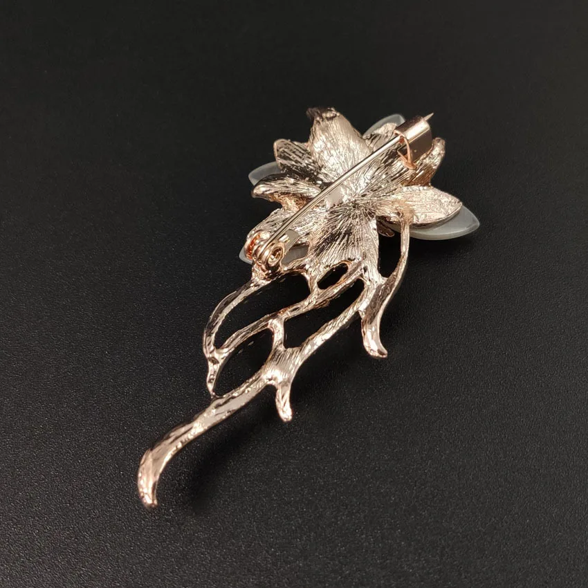 Brooches Opal Stone Rhinestone Brooch Gold Color Flower Bouquet Brooch Pin Bridal Wedding Jewelry Gift Brooches For Women