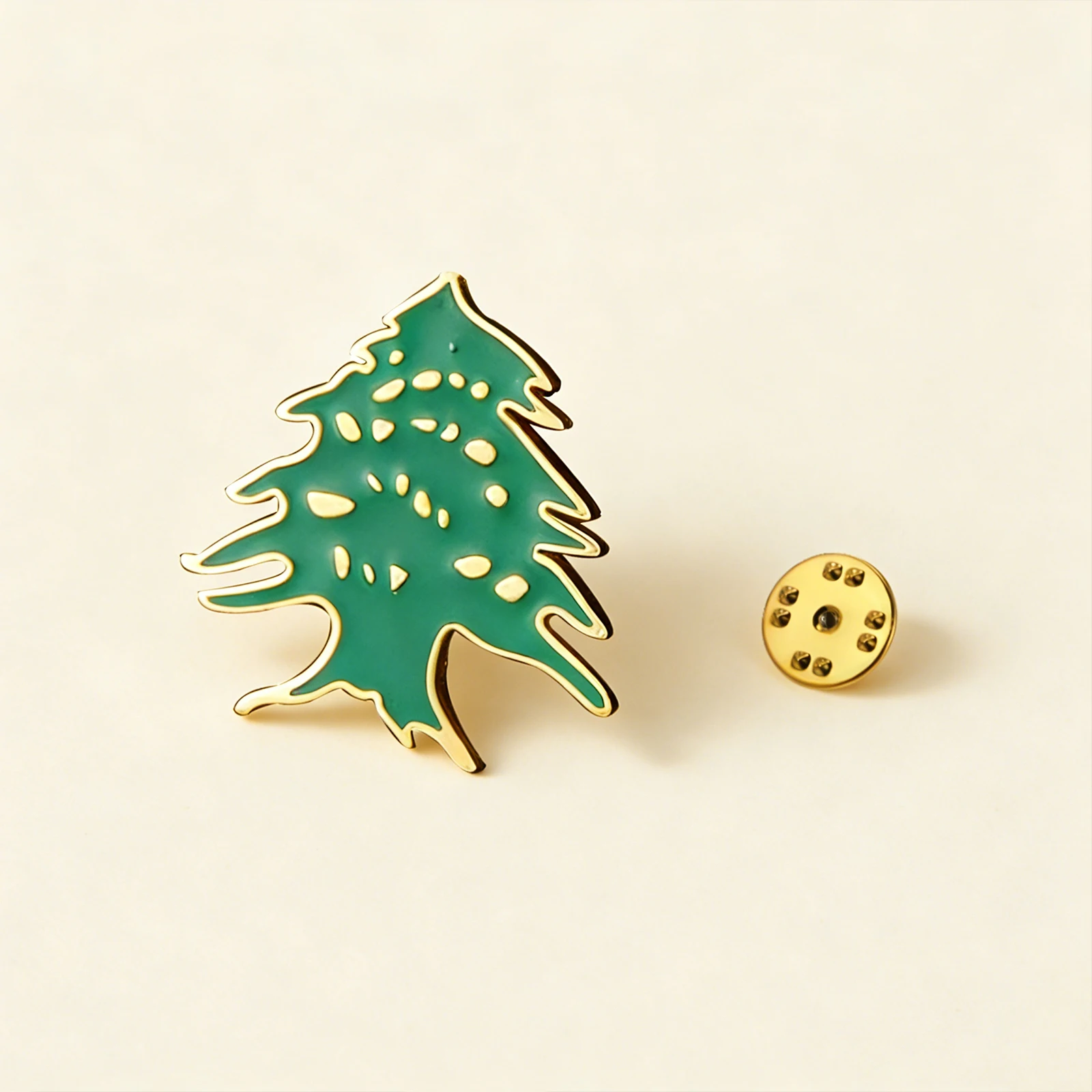 Teamer Lebanon Cedar Enamel Brooch Stainless Steel Gold Color Lapel Pin For Woman Man Minimalist Accessory Jewelry 2026 New In