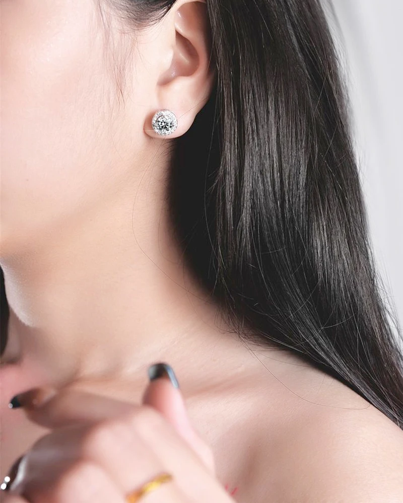 Promotion Moissanite Earrings for Women Pass Diamond Test Pen 100%  With Certificate Ear Studs 925 Sterling Silver Fine Jewelry