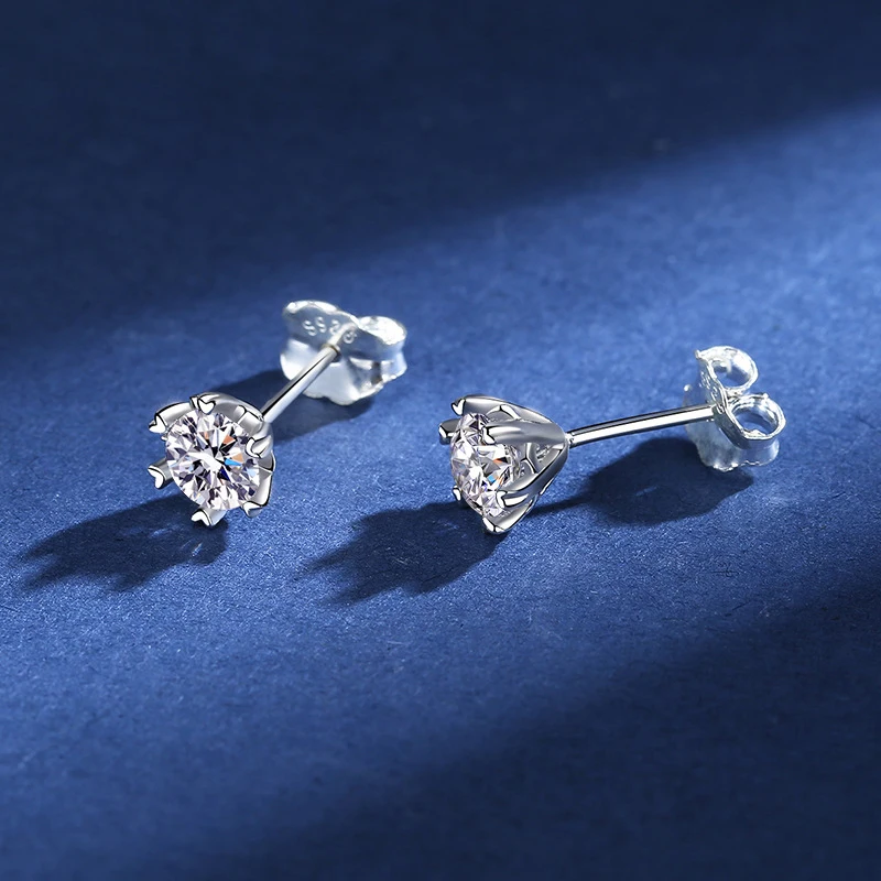 Promotion Moissanite Earrings for Women Pass Diamond Test Pen 100%  With Certificate Ear Studs 925 Sterling Silver Fine Jewelry