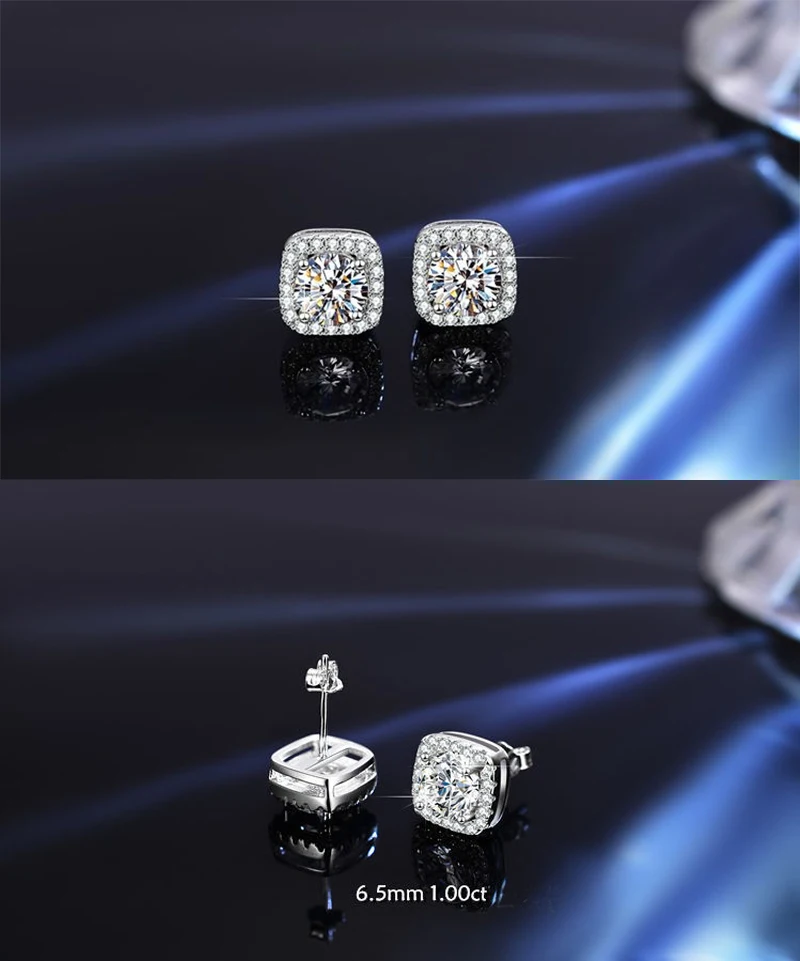 Promotion Moissanite Earrings for Women Pass Diamond Test Pen 100%  With Certificate Ear Studs 925 Sterling Silver Fine Jewelry