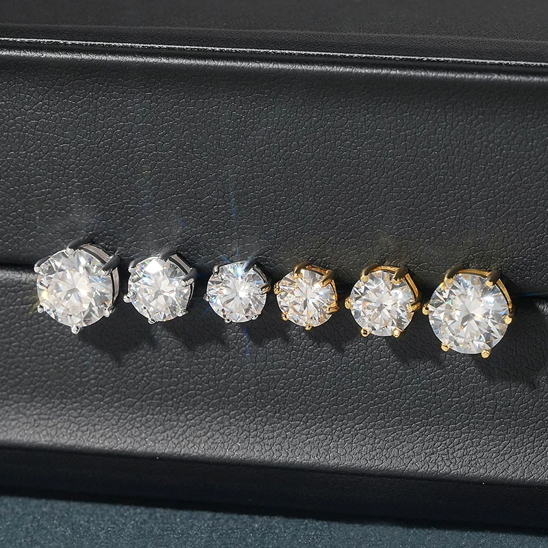 Promotion Moissanite Earrings for Women Pass Diamond Test Pen 100%  With Certificate Ear Studs 925 Sterling Silver Fine Jewelry