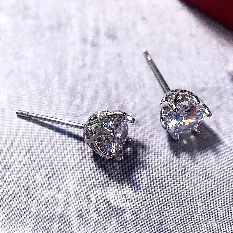 Promotion Moissanite Earrings for Women Pass Diamond Test Pen 100%  With Certificate Ear Studs 925 Sterling Silver Fine Jewelry