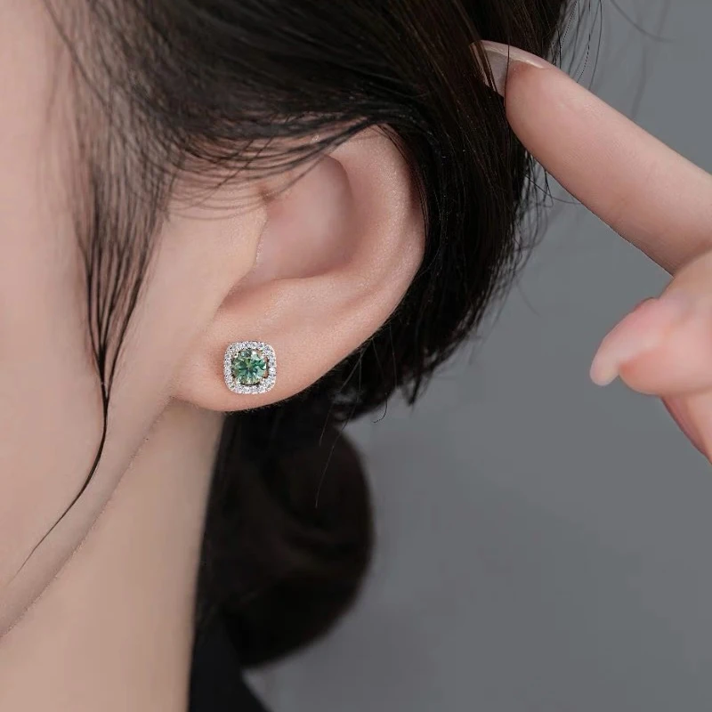 Promotion Moissanite Earrings for Women Pass Diamond Test Pen 100%  With Certificate Ear Studs 925 Sterling Silver Fine Jewelry