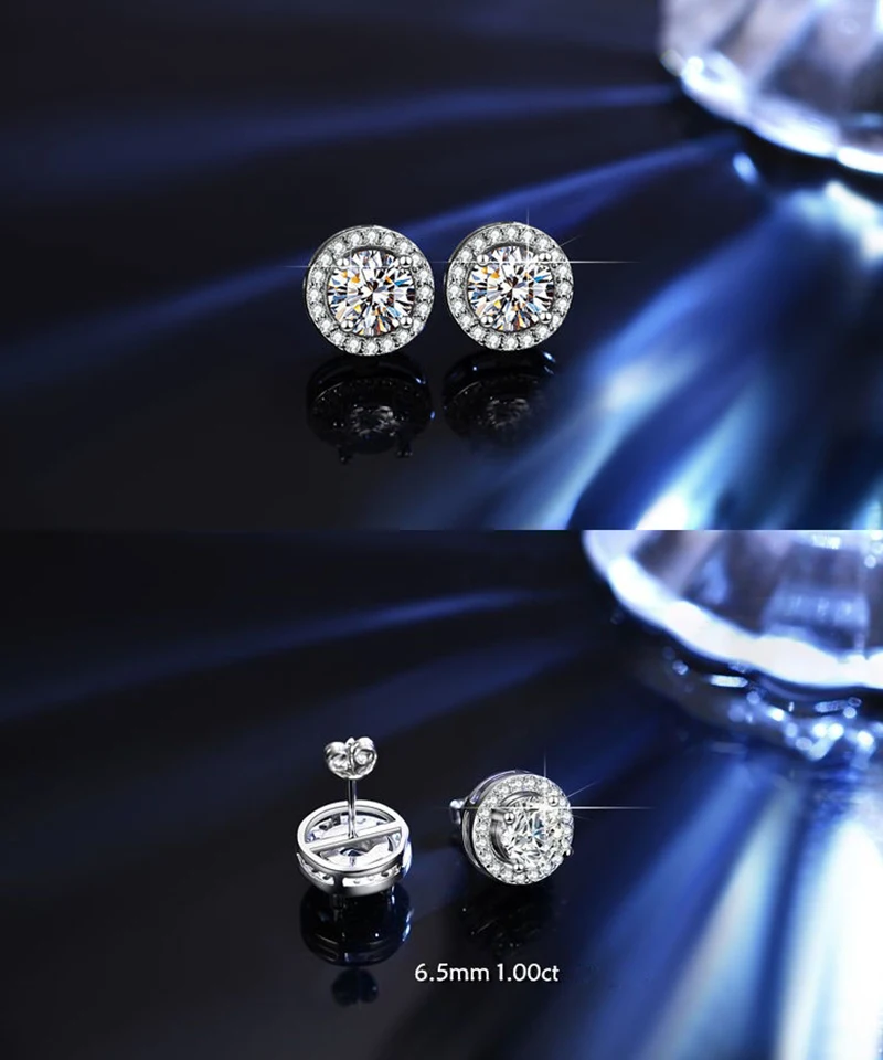 Promotion Moissanite Earrings for Women Pass Diamond Test Pen 100%  With Certificate Ear Studs 925 Sterling Silver Fine Jewelry