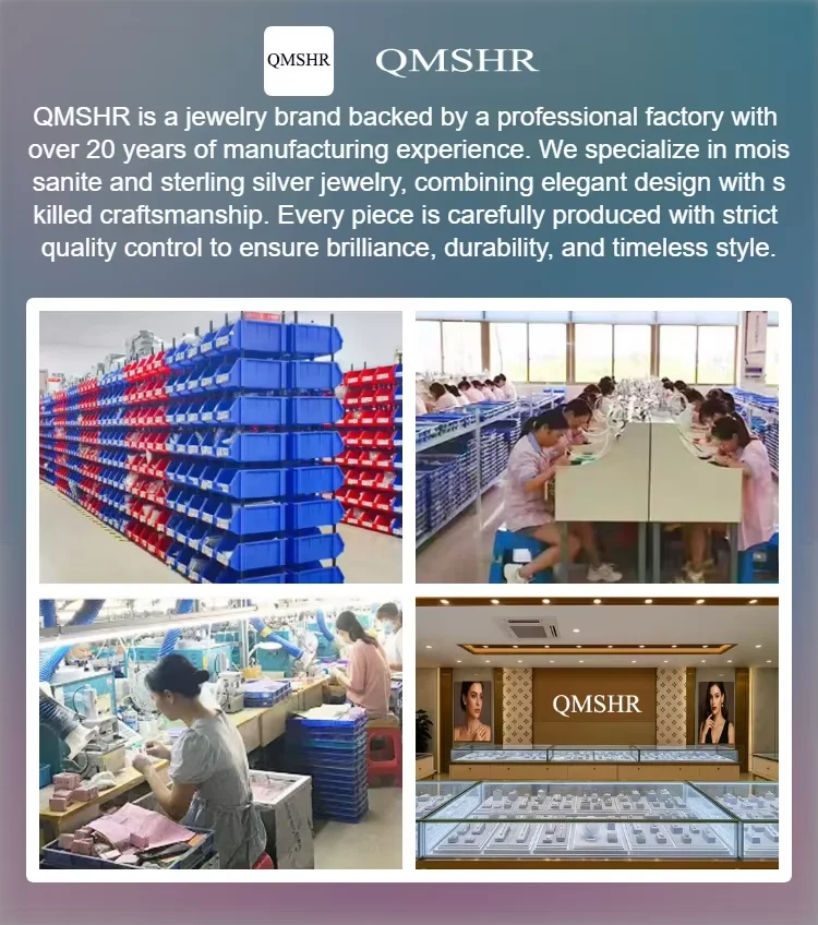 QMSHR Moissanite Stud Earrings for Women S925 Sterling Silver White Gold Plated Diamond Earring Ear Studs Wedding Fine Jewelry