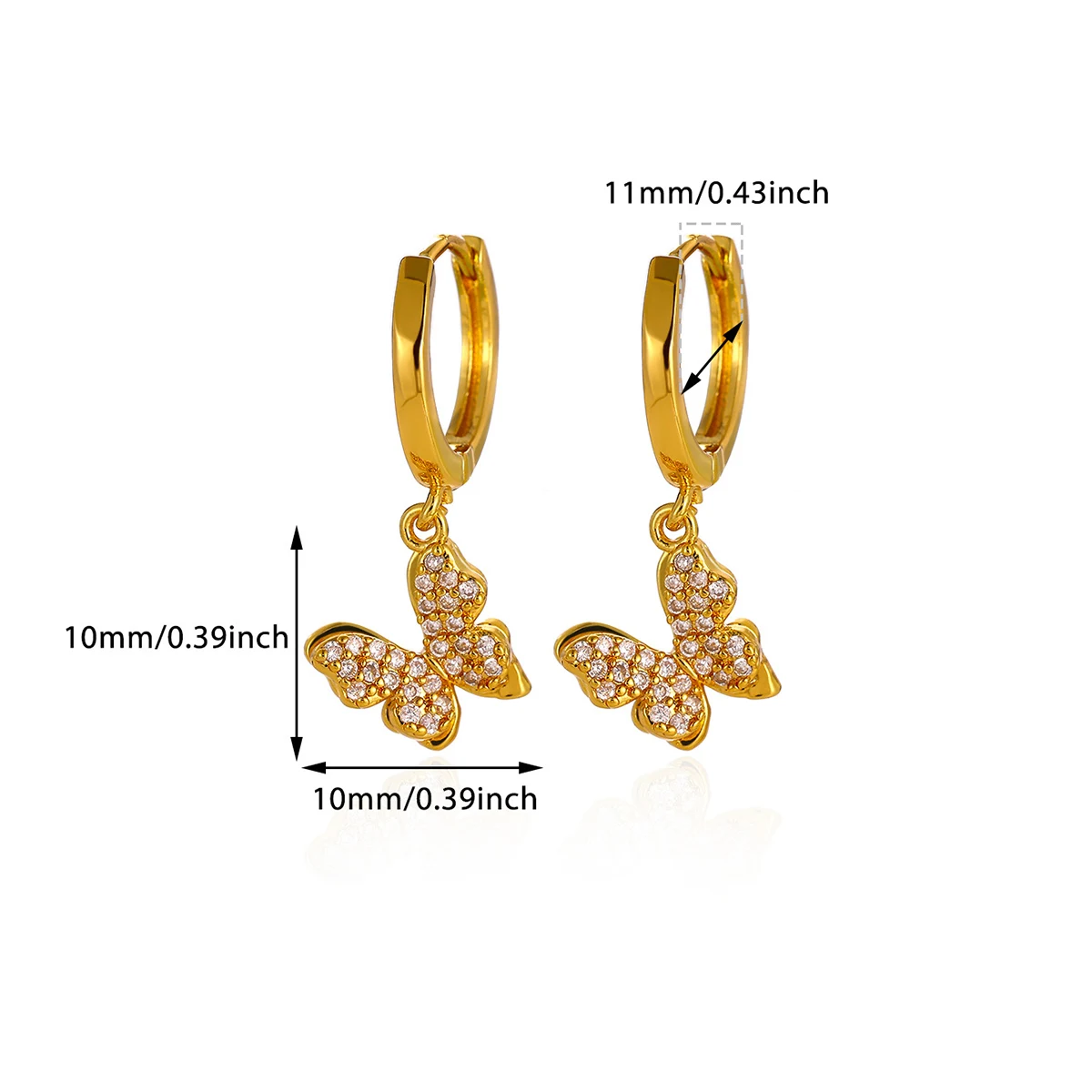 New Mini CZ Star Moon Butterfly Pendant Hoop Earrings For Women Elegant Fashion Geometry Tiny Hoops Earring Jewelry Party Gift