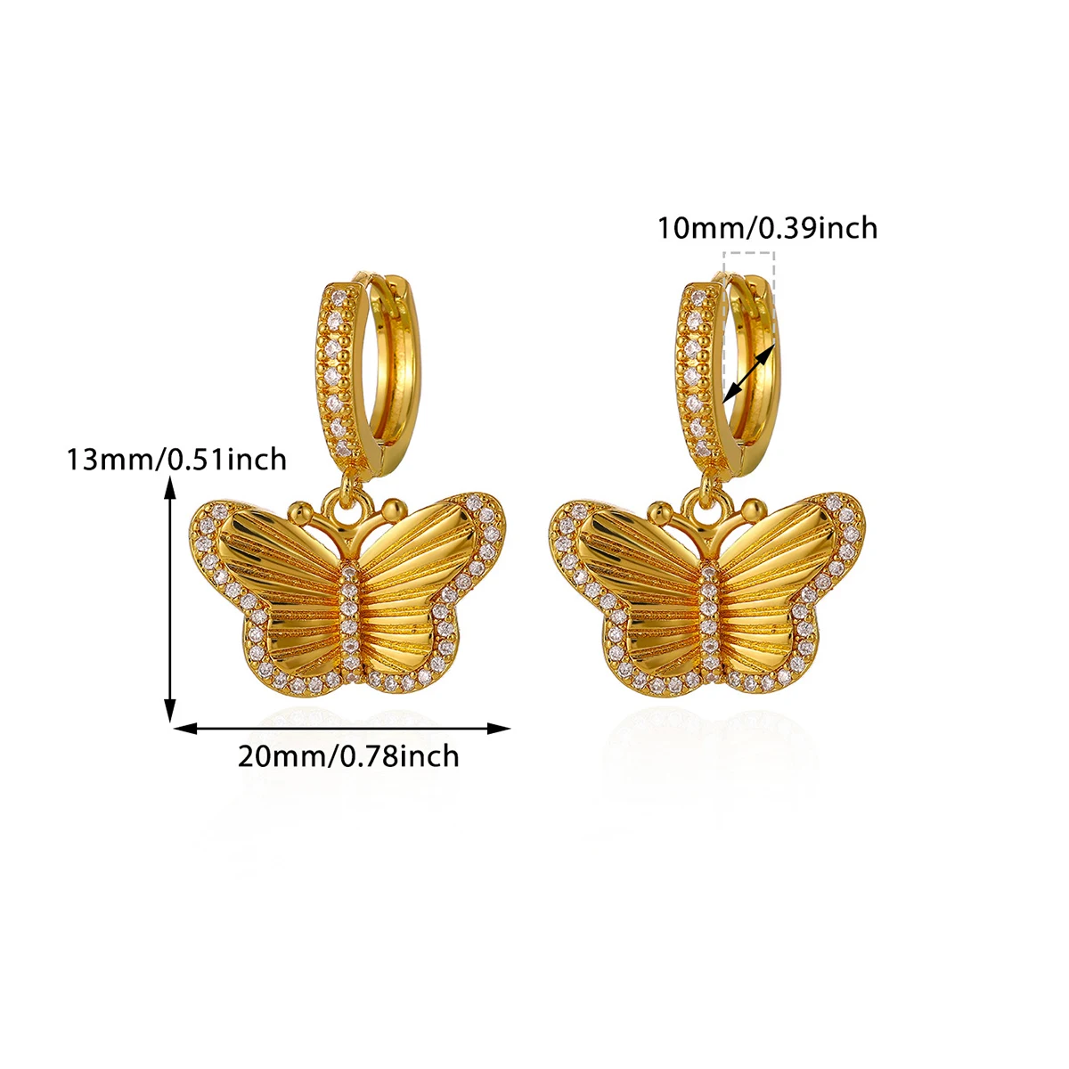 New Mini CZ Star Moon Butterfly Pendant Hoop Earrings For Women Elegant Fashion Geometry Tiny Hoops Earring Jewelry Party Gift