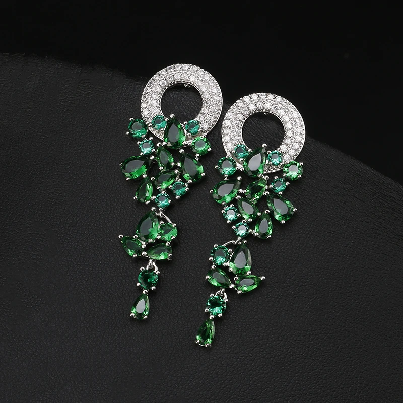 RAKOL Bridal Flower Shape Earring Vintage AAA+Cubic Zircon Micro Paved Crystal Round Wedding Dangle Earrings Jewelry for Women