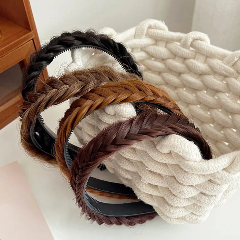Women Synthetic Wig Twist Braided Hair Bands Fashion Braids Hair Accessories Women Bohemian Nature Headband Stretch for Party