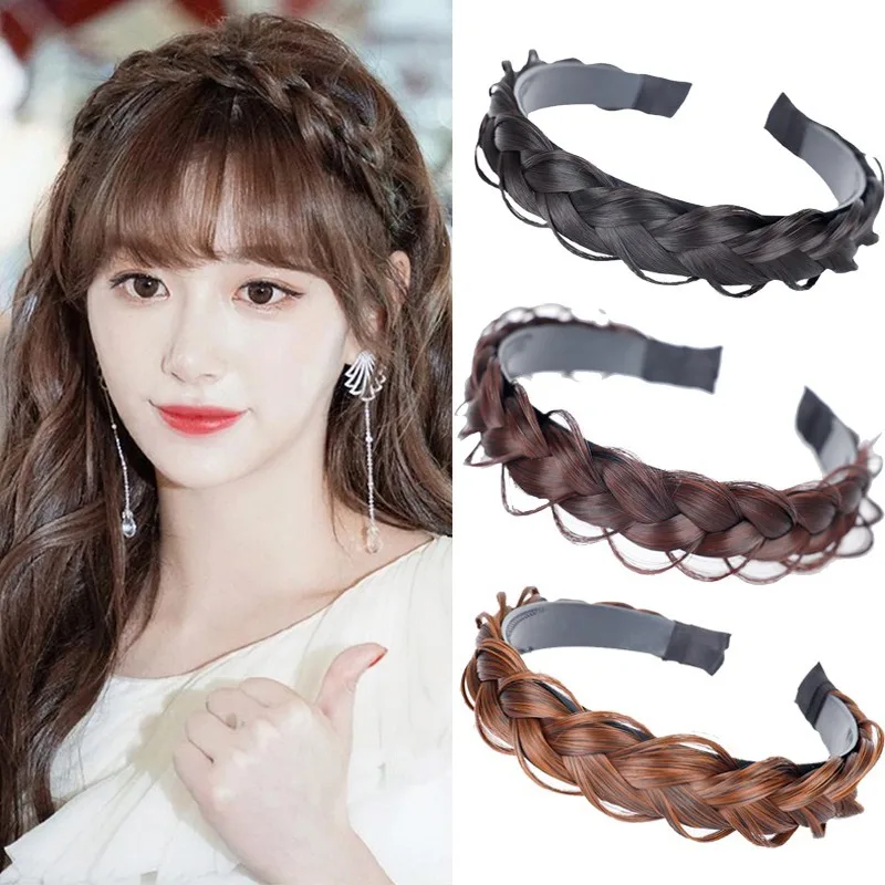 Women Synthetic Wig Twist Braided Hair Bands Fashion Braids Hair Accessories Women Bohemian Nature Headband Stretch for Party