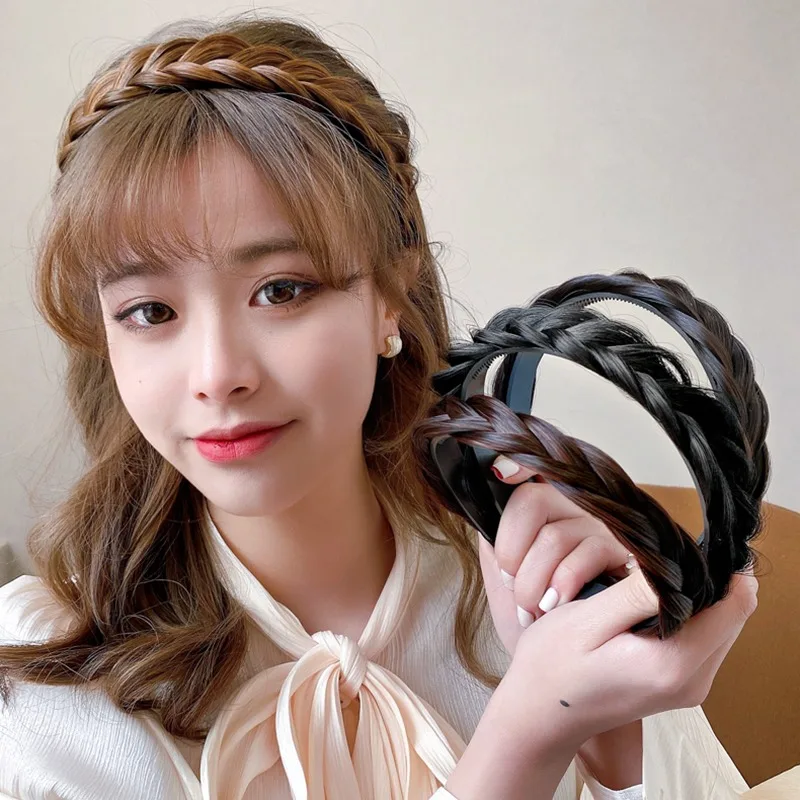 Women Synthetic Wig Twist Braided Hair Bands Fashion Braids Hair Accessories Women Bohemian Nature Headband Stretch for Party