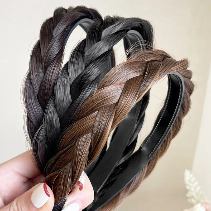 Women Synthetic Wig Twist Braided Hair Bands Fashion Braids Hair Accessories Women Bohemian Nature Headband Stretch for Party