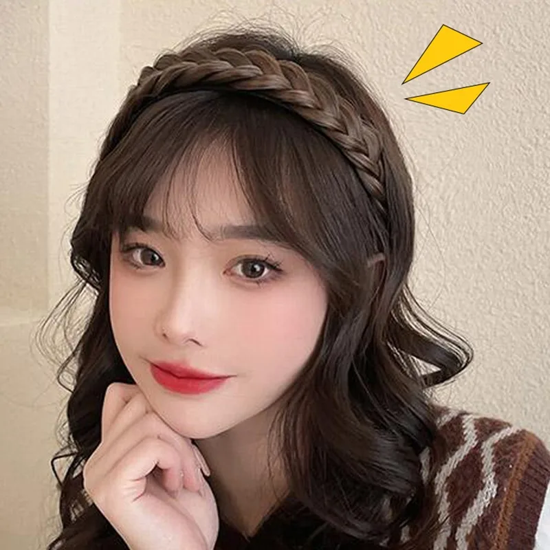 Women Synthetic Wig Twist Braided Hair Bands Fashion Braids Hair Accessories Women Bohemian Nature Headband Stretch for Party