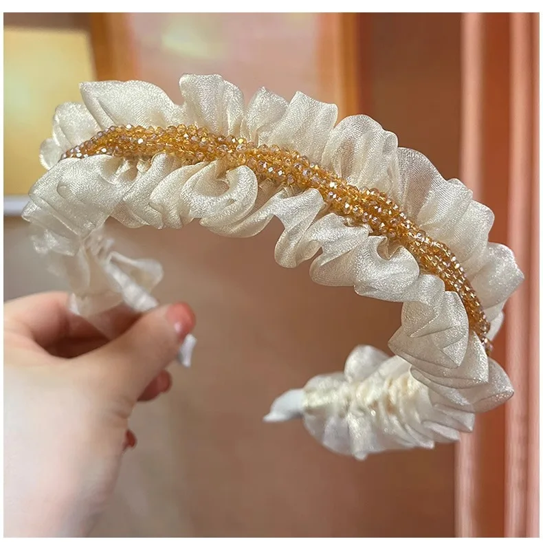 Temperament mesh hoops headband hair woman crystal hair bands for girls hair clips for washing face new in hair accessories