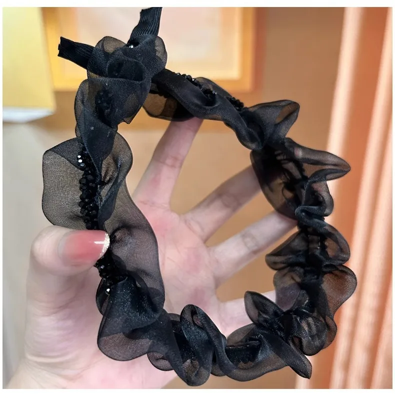 Temperament mesh hoops headband hair woman crystal hair bands for girls hair clips for washing face new in hair accessories