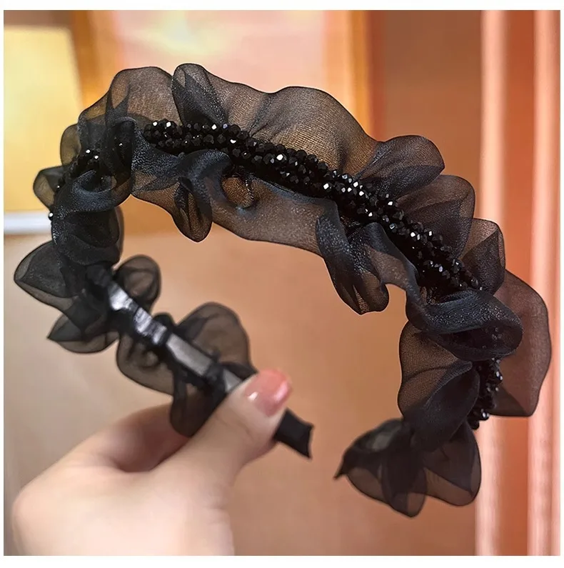 Temperament mesh hoops headband hair woman crystal hair bands for girls hair clips for washing face new in hair accessories