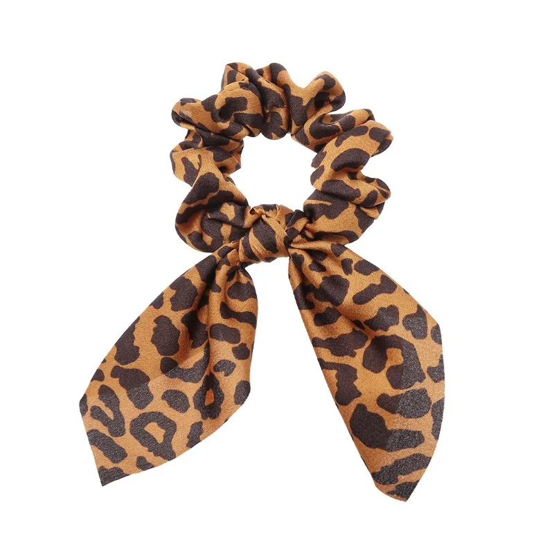 Bow Scrunchies For Woman Girls Printed Floral Hair Ties with Bow Elastic Hair Bands Ponytail Holder Hair Accessories