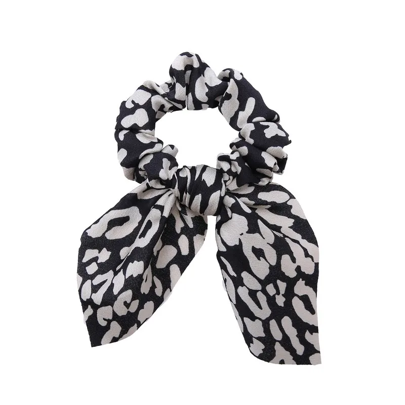 Bow Scrunchies For Woman Girls Printed Floral Hair Ties with Bow Elastic Hair Bands Ponytail Holder Hair Accessories