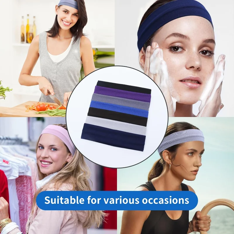 10 Pack Elastic Sports Headbands for Women Stretchy Candy-Colored Hairbands Fashion Sweatbands for Fitness Yoga Running Cycling