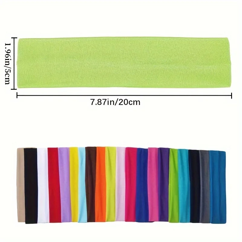 10 Pack Elastic Sports Headbands for Women Stretchy Candy-Colored Hairbands Fashion Sweatbands for Fitness Yoga Running Cycling