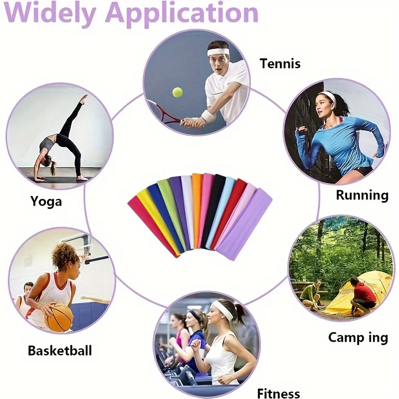 10 Pack Elastic Sports Headbands for Women Stretchy Candy-Colored Hairbands Fashion Sweatbands for Fitness Yoga Running Cycling