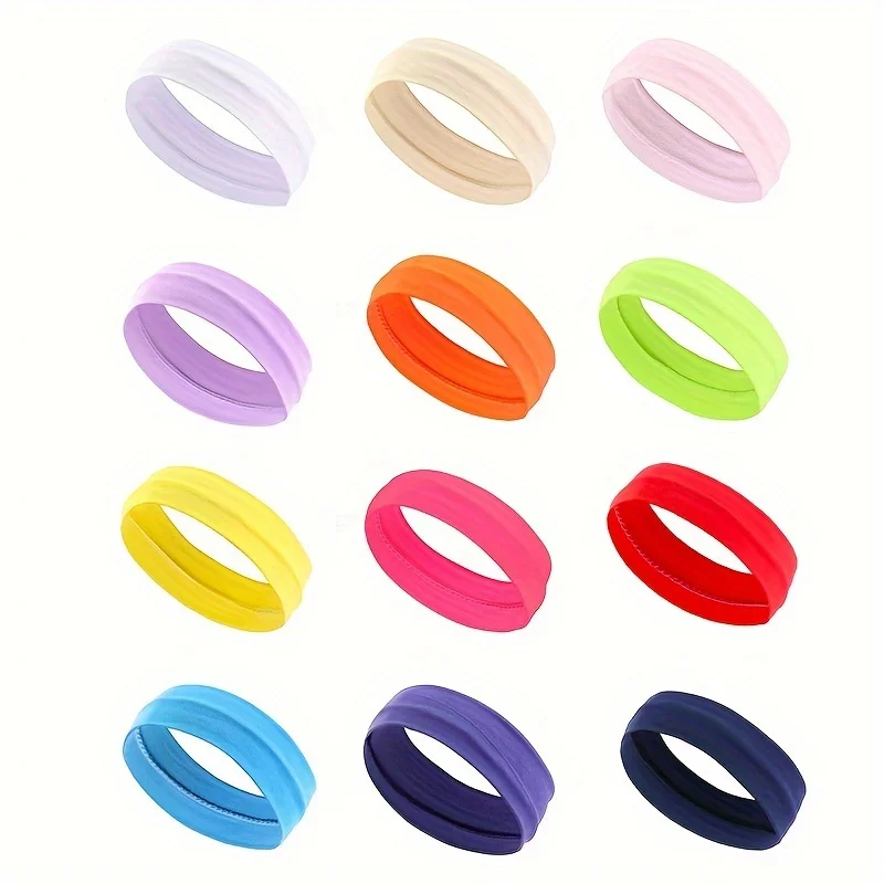 10 Pack Elastic Sports Headbands for Women Stretchy Candy-Colored Hairbands Fashion Sweatbands for Fitness Yoga Running Cycling