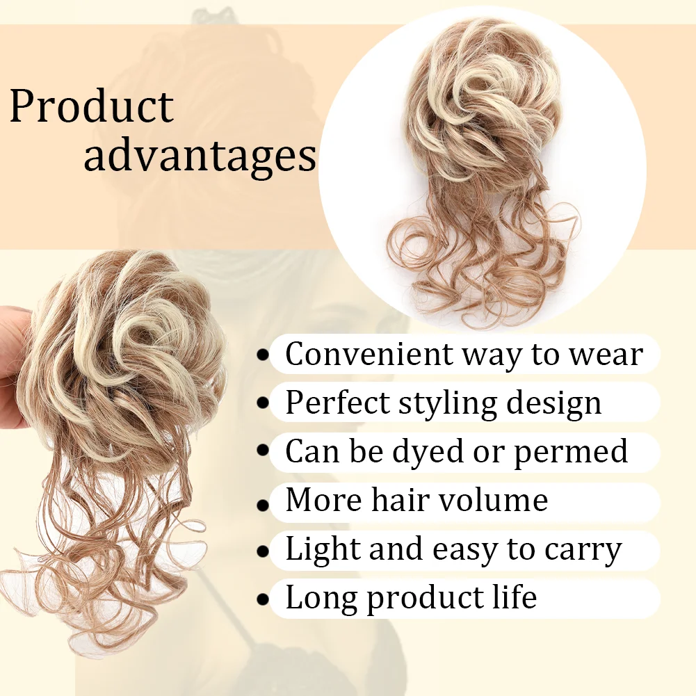 Synthetic Messy Bun Hair Extension Claw Clip in Hair Piece Hair Buns Short Curly Hair for Women
