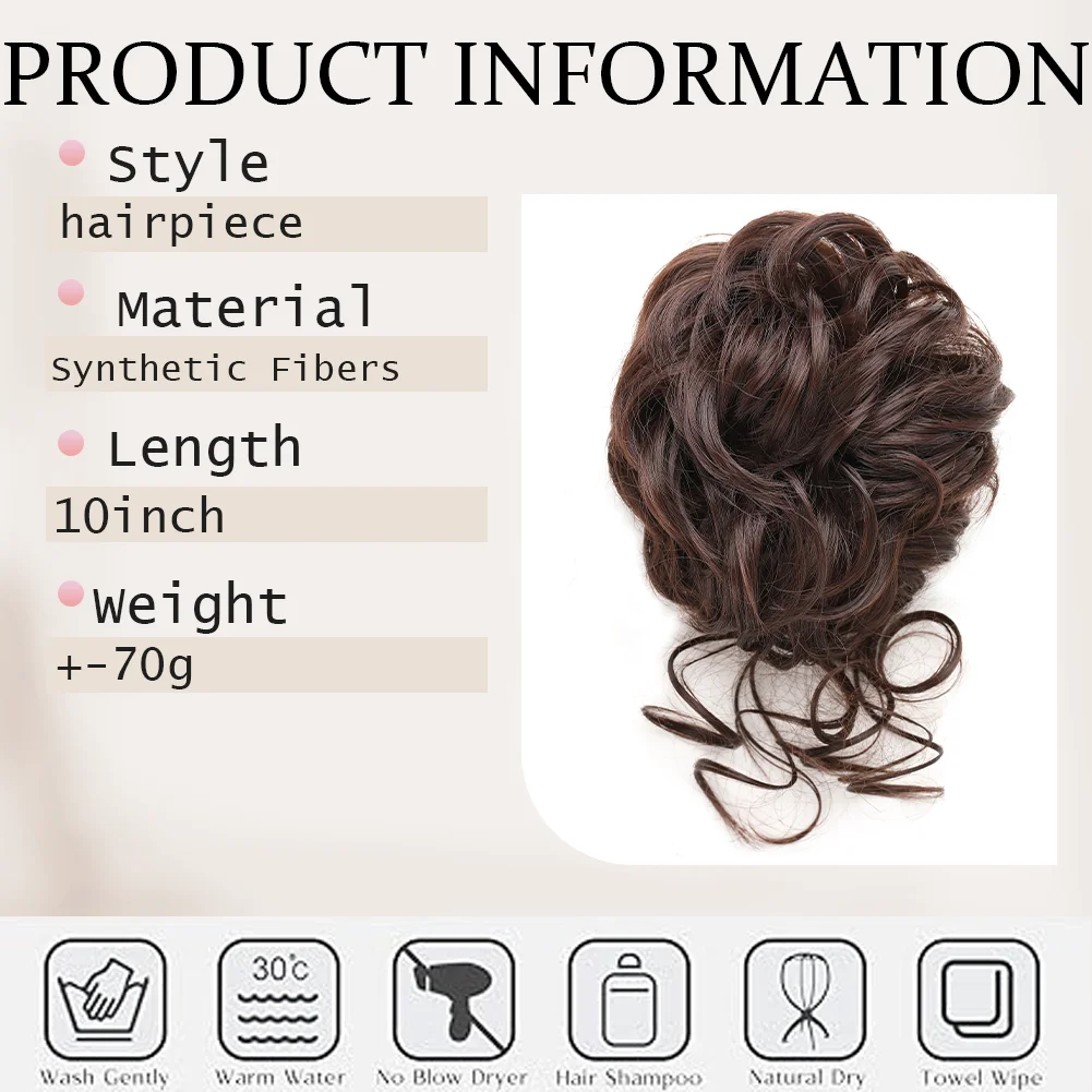 Synthetic Messy Bun Hair Extension Claw Clip in Hair Piece Hair Buns Short Curly Hair for Women