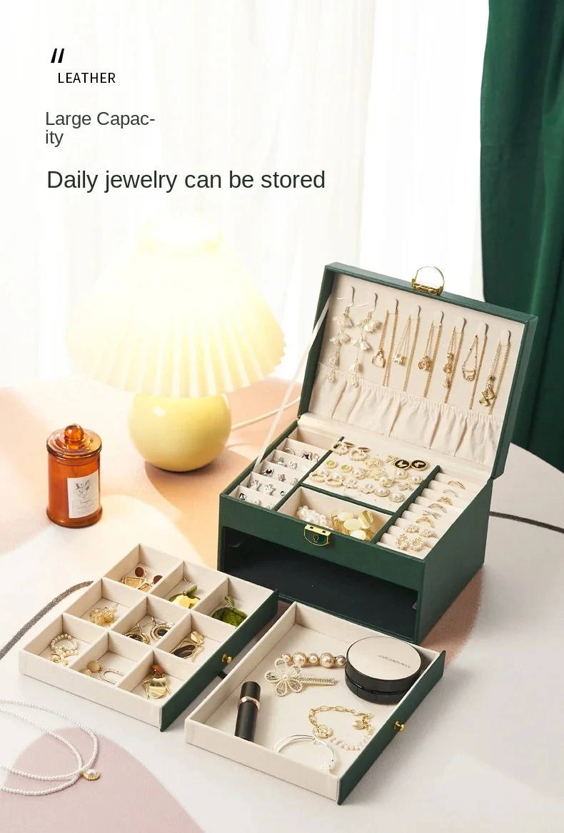 High-End Multi-Layer Drawer-Type Jewelry Box Household Large Capacity Earring Storage Organizer with Oxidation Finish