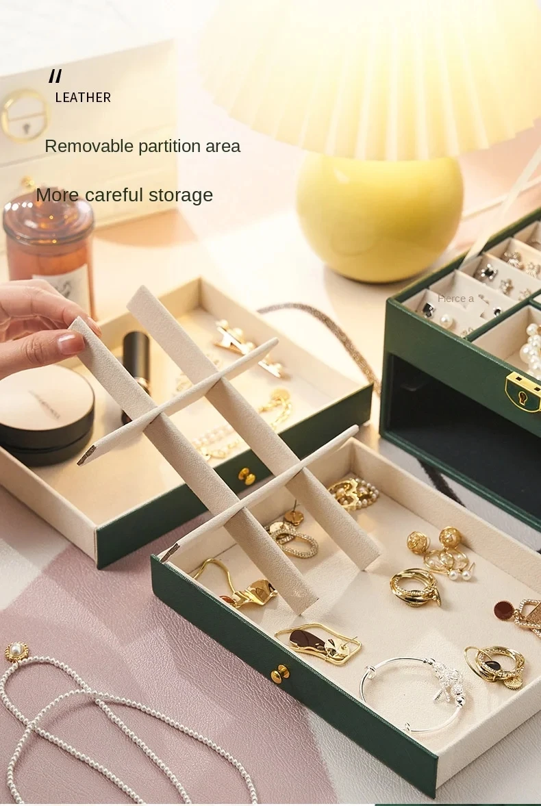 High-End Multi-Layer Drawer-Type Jewelry Box Household Large Capacity Earring Storage Organizer with Oxidation Finish