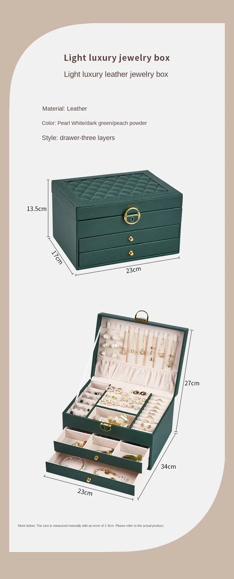 High-End Multi-Layer Drawer-Type Jewelry Box Household Large Capacity Earring Storage Organizer with Oxidation Finish