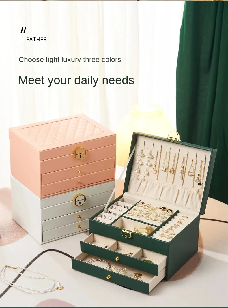 High-End Multi-Layer Drawer-Type Jewelry Box Household Large Capacity Earring Storage Organizer with Oxidation Finish