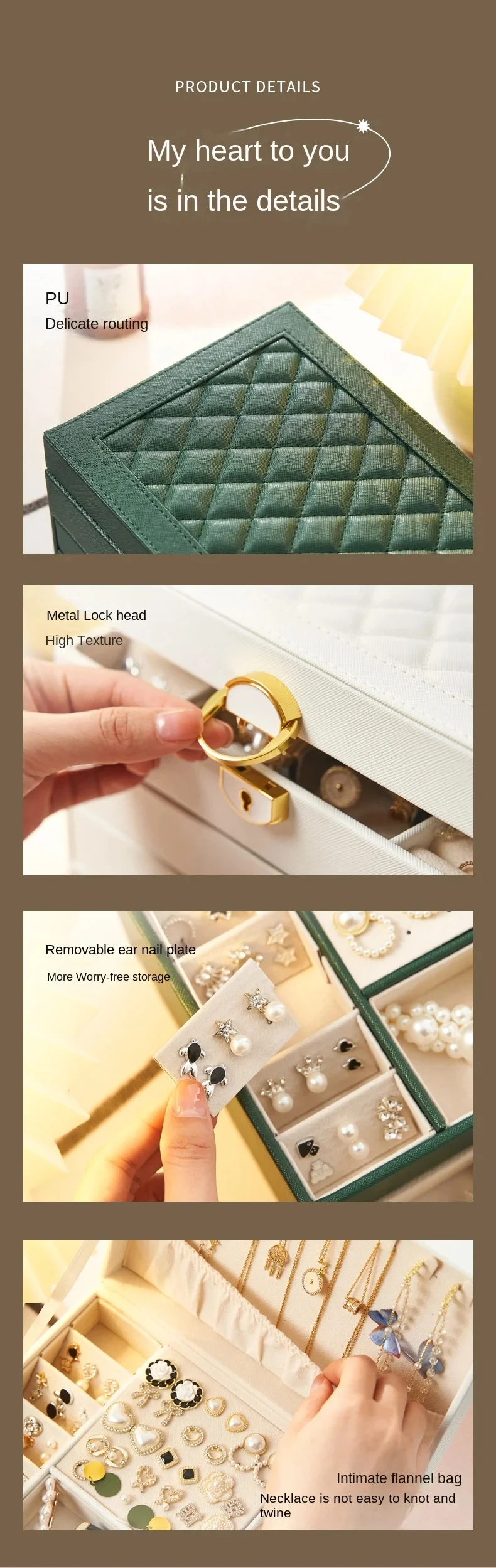 High-End Multi-Layer Drawer-Type Jewelry Box Household Large Capacity Earring Storage Organizer with Oxidation Finish
