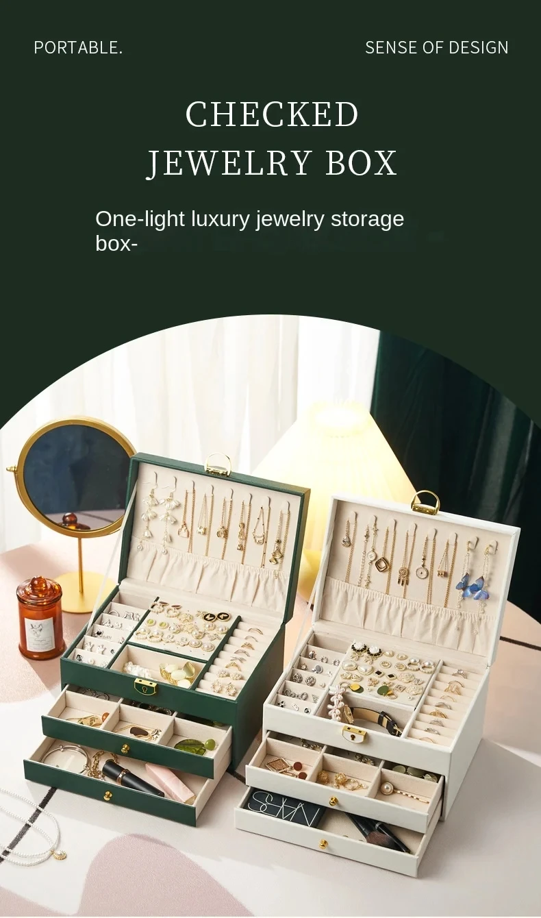 High-End Multi-Layer Drawer-Type Jewelry Box Household Large Capacity Earring Storage Organizer with Oxidation Finish