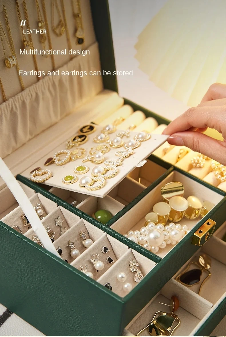 High-End Multi-Layer Drawer-Type Jewelry Box Household Large Capacity Earring Storage Organizer with Oxidation Finish