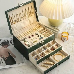 3-Layer Leather Jewelry Box Large Capacity Holiday Gift for Women