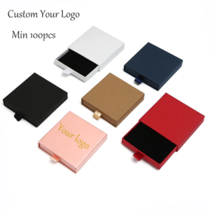 Custom Paper Drawer Jewelry Box Logo for Necklace Ring Earrings Jewelry Packaging for Small Business Gift Boxes for Jewellery