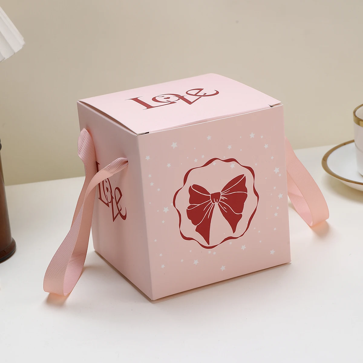 Round Bow Preserved Eternal Rose Gift Box Necklace Ring Pendant Jewelry Storage Box Valentine's Day Engagement Propo