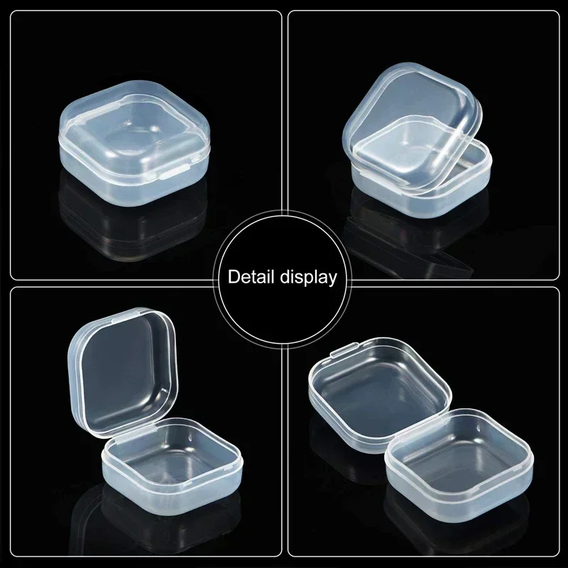 Transparent Plastic Mini Square Storage Box Covers Small Case for Pill Jewelry Earrings Dustproof Storage Pack Boxes Wholesale